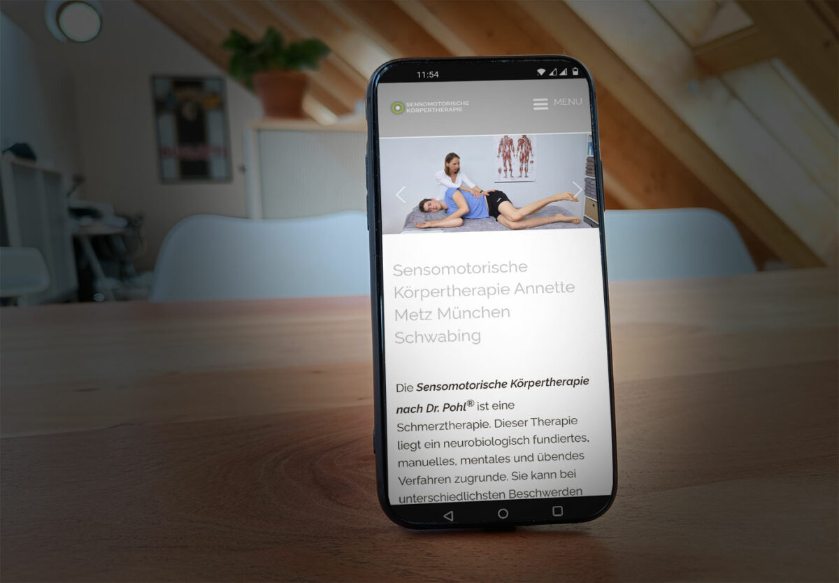 Webdesign Referenz für die Sensomotorische Körpertherapiepraxis in München - Mobilversion