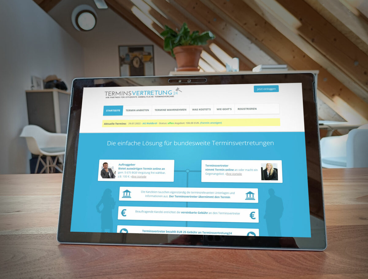 Webdesign Referenz Terminsvertretung24 Tabletansicht