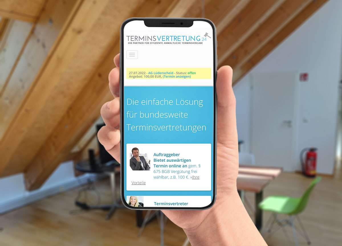 Webdesign Referenz Terminsvertretung24 Mobilansicht