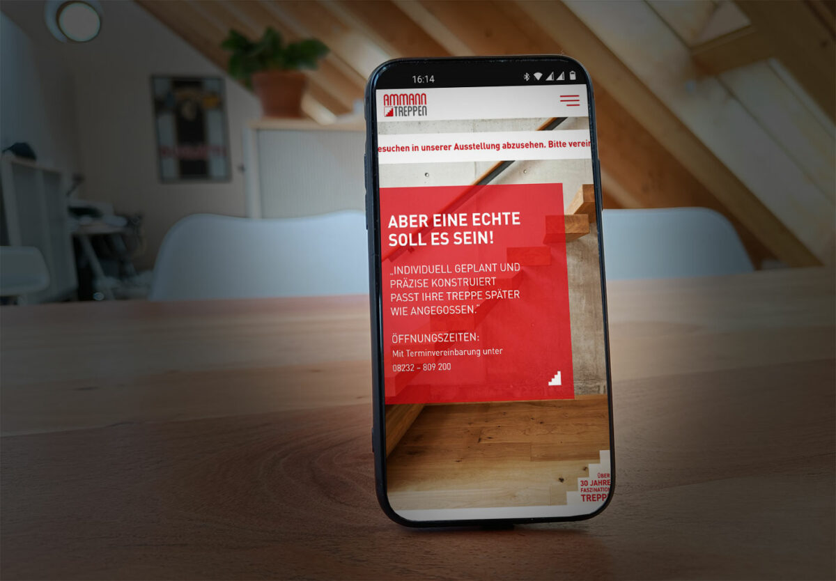 Webdesign Referenz Mobil für Ammann Treppen