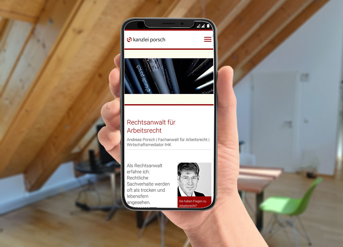 Webdesign Referenz Anwaltskanzlei Porsch Mobilansicht