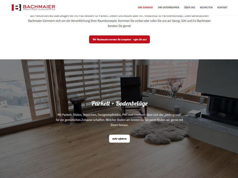 Webdesign Referenz 1 Bachmaier Parkett