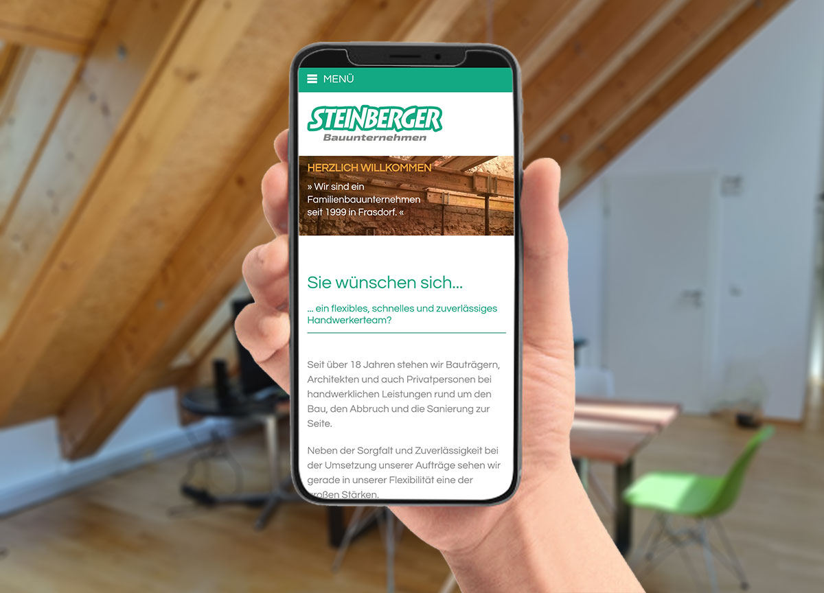 Webdesign Referenz Bauunternehmen Steinberger Mobilansicht