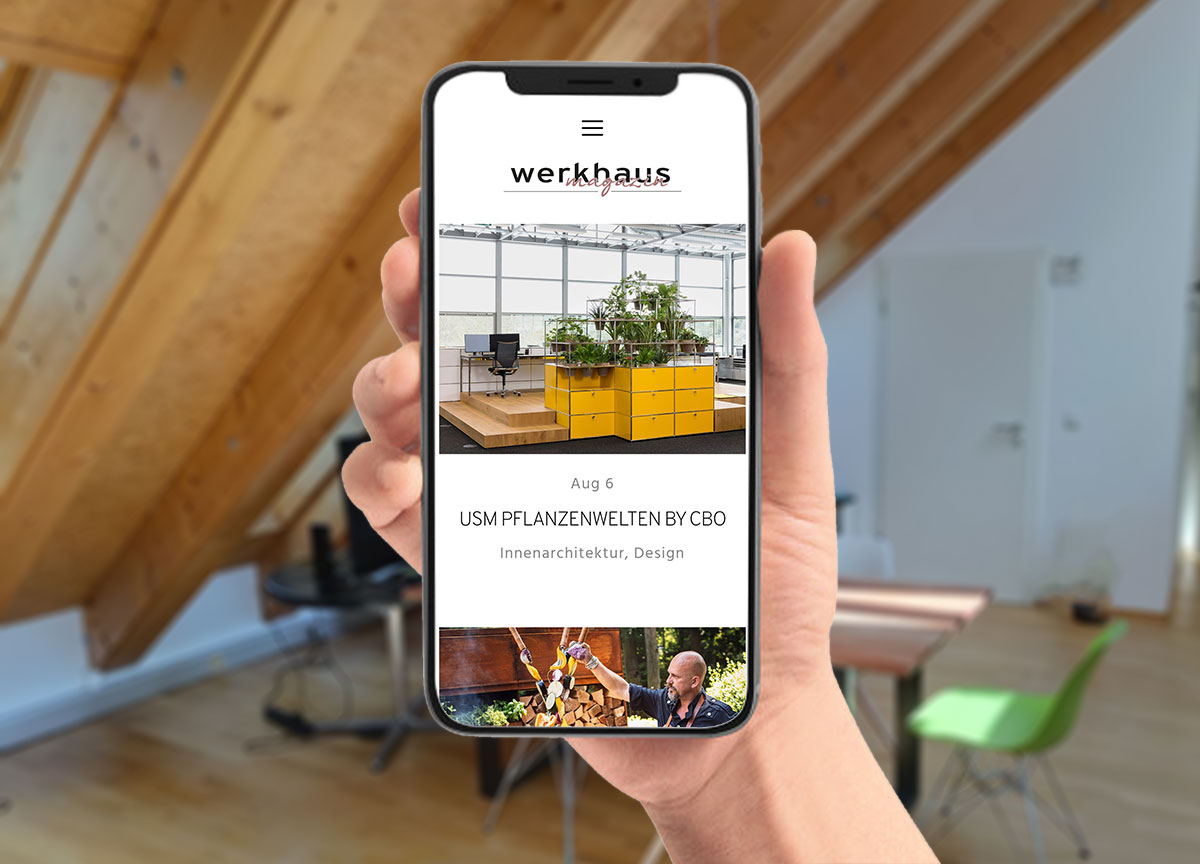 Webdesign Referenz das werkhaus magazin Mobilansicht