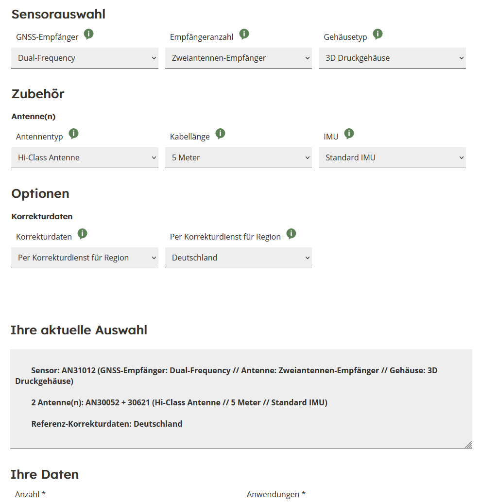 Webdesign Referenz Produkt Konfigurator für DTC Solutions
