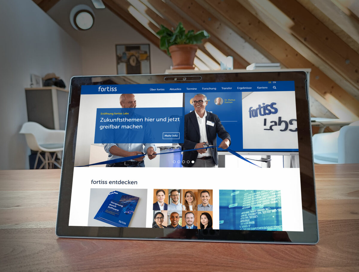 Webdesign Referenz fortiss GmbH Desktopansicht