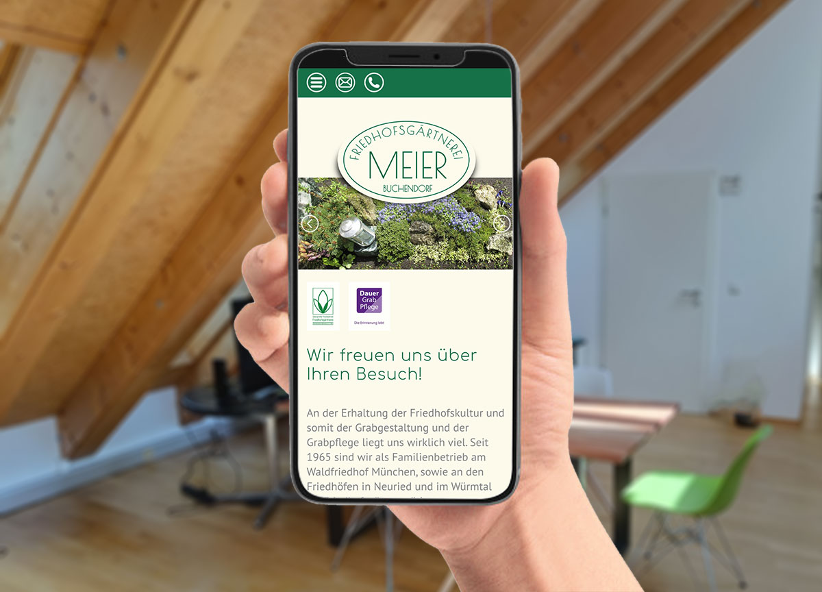 Webdesign Referenz Friedhofsgärtnerei Meier Mobilansicht