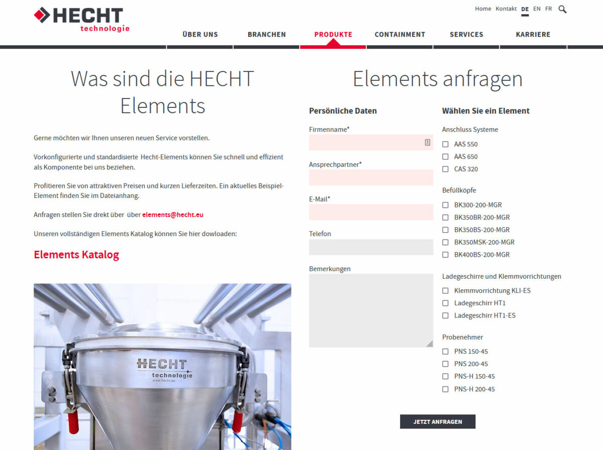 Webdesign Referenz Hecht Technologie GmbH Screen3