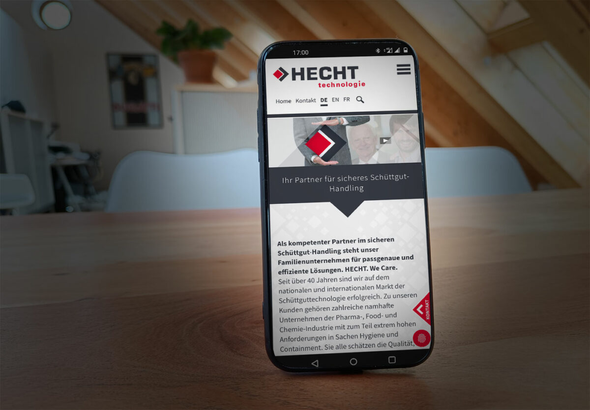 Webdesign Referenz Mobilansicht HECHT Technologie