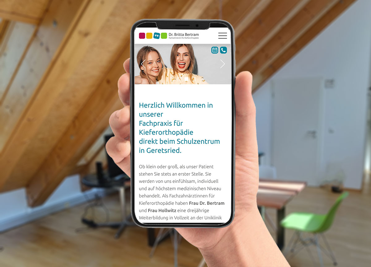 Webdesign Referenz für Kieferorthopädie Mobilansicht