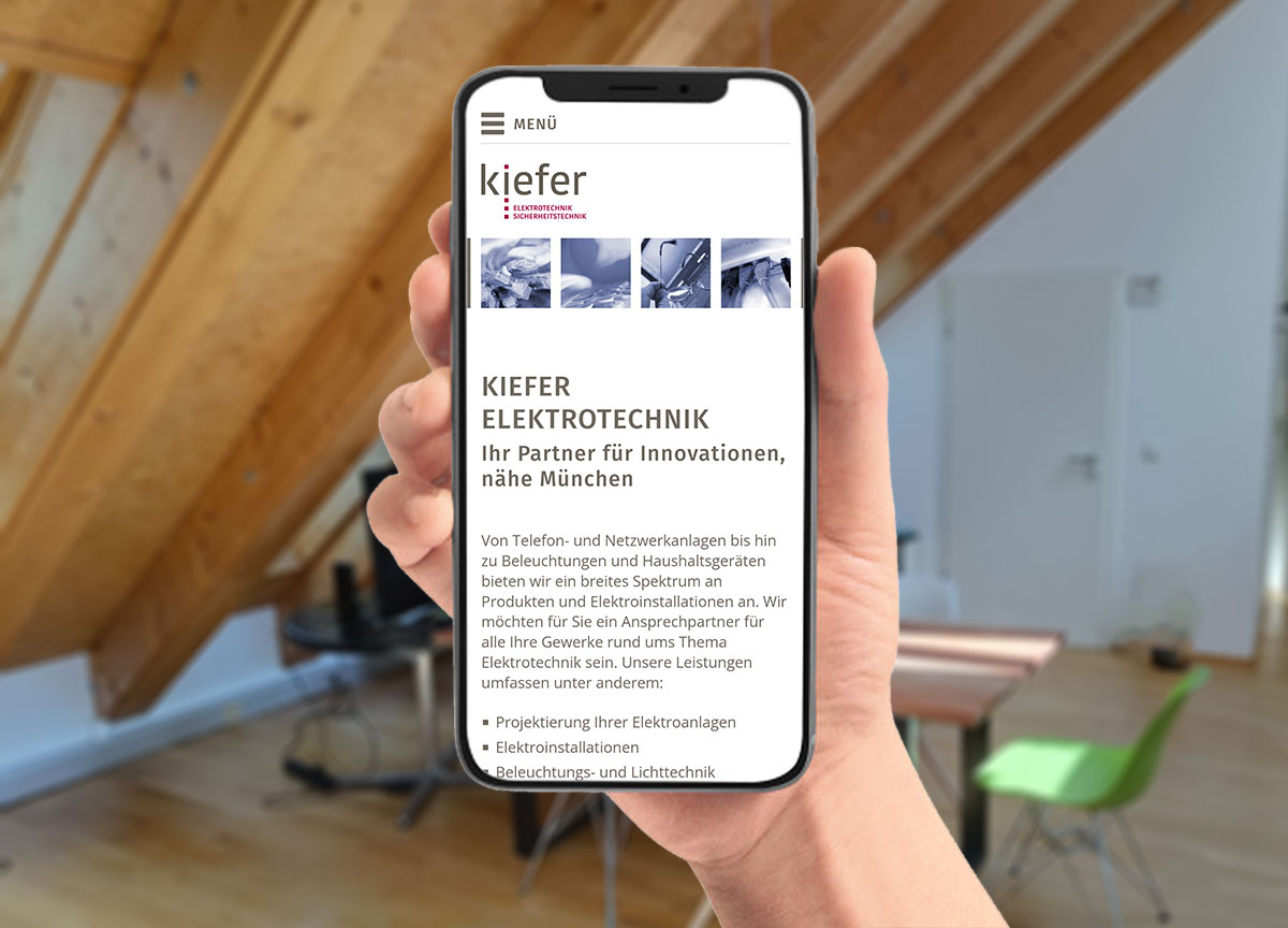 Webdesign Referenz Kiefer Elektrotechnik Mobilansicht