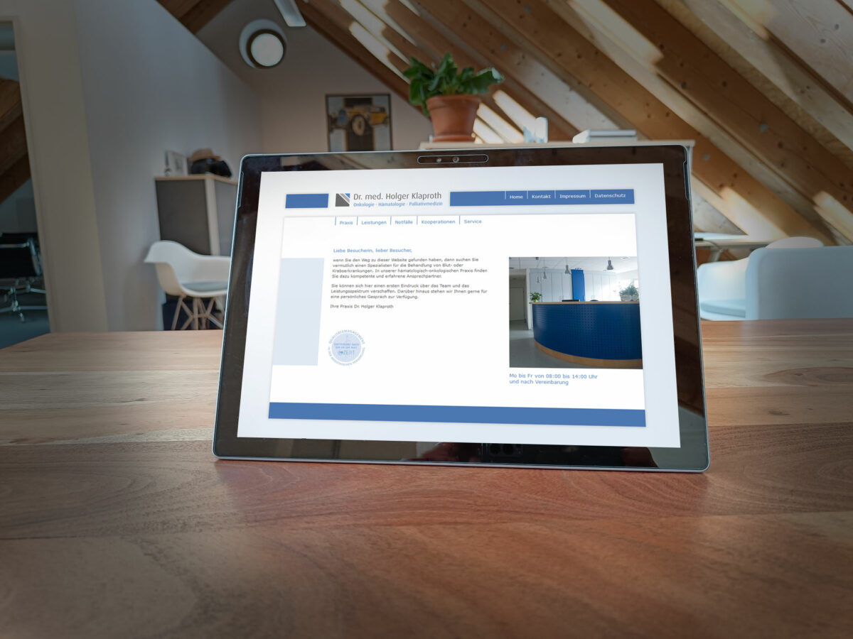 Webdesign Referenz Onkologie Neunkirchen Tabletansicht