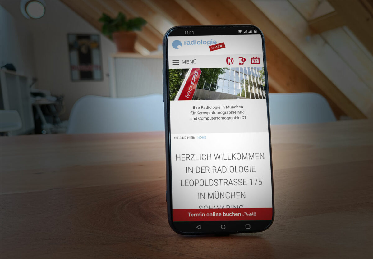 Webdesign Referenz Mobilansicht für dei Radiologie in München