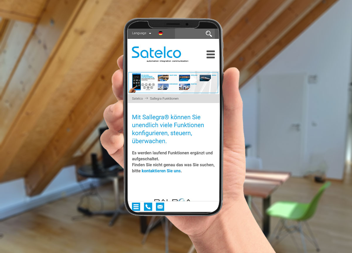 Webdesign Referenz Satelco AG Mobilversion