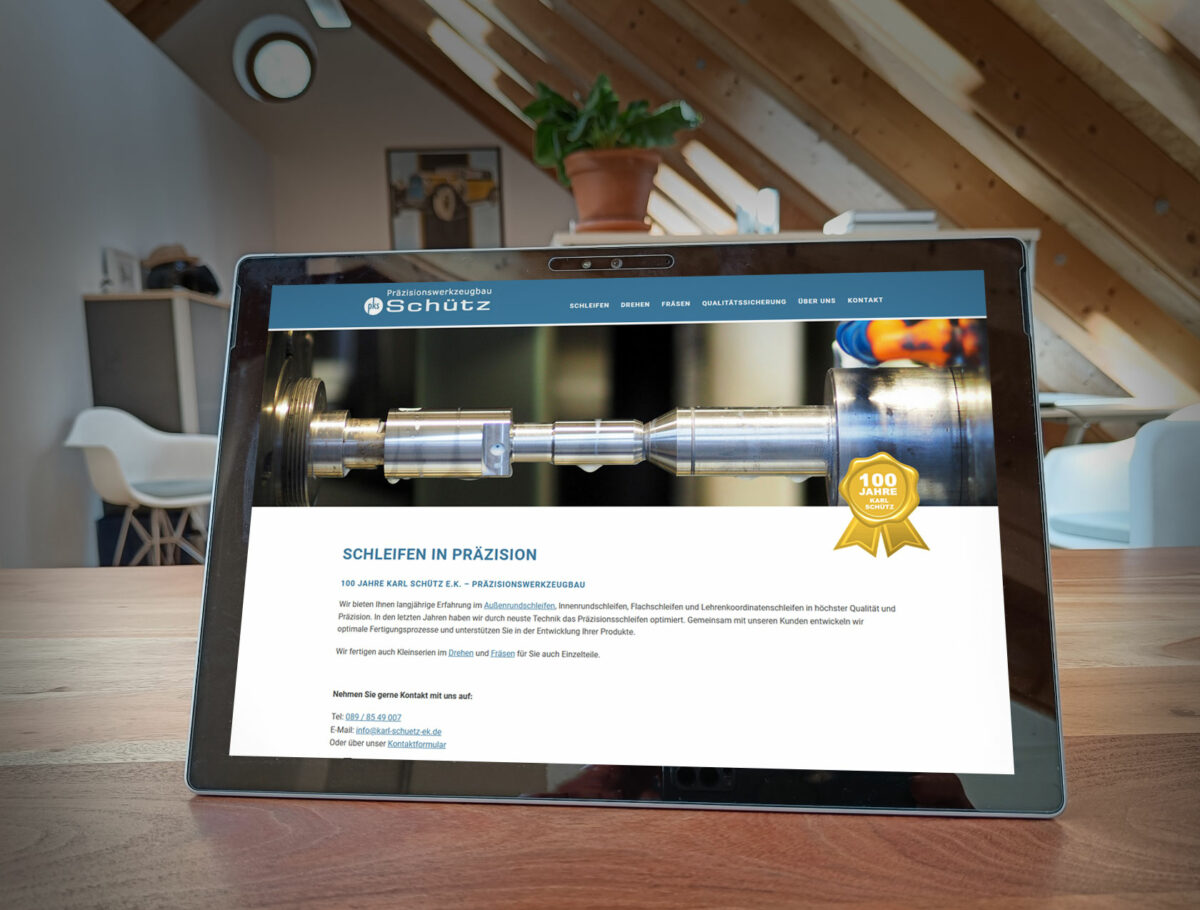 Webdesign Referenz für Präzisionsschleiferei Karl Schütz Tablet