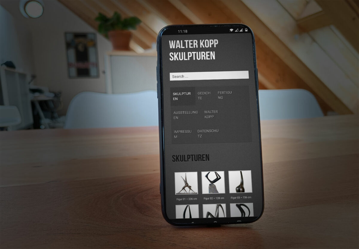 Webdesign Referenz Walter Kopp Skulpturen Mobilversion