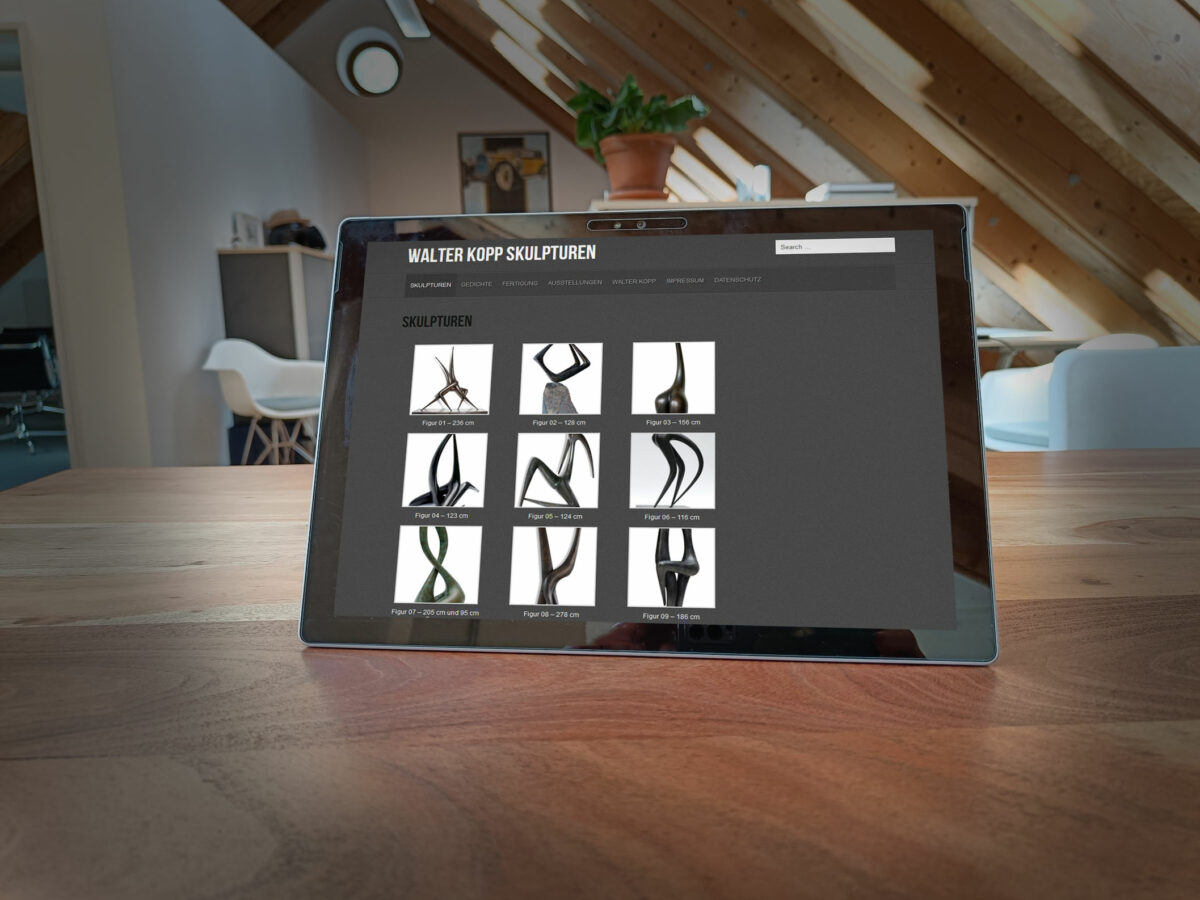 Webdesign Referenz Walter Kopp Skulpturen Desktopversion