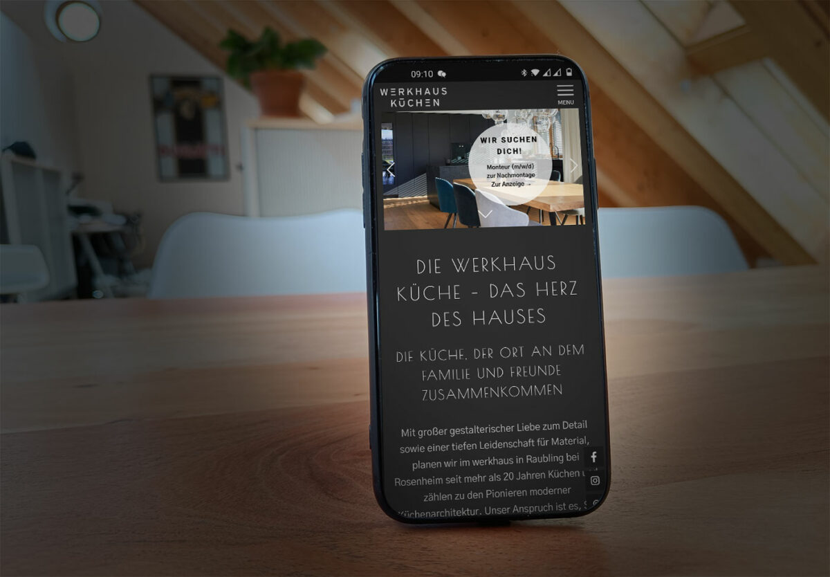 Webdesign Referenz Mobil für werkhaus Küchen