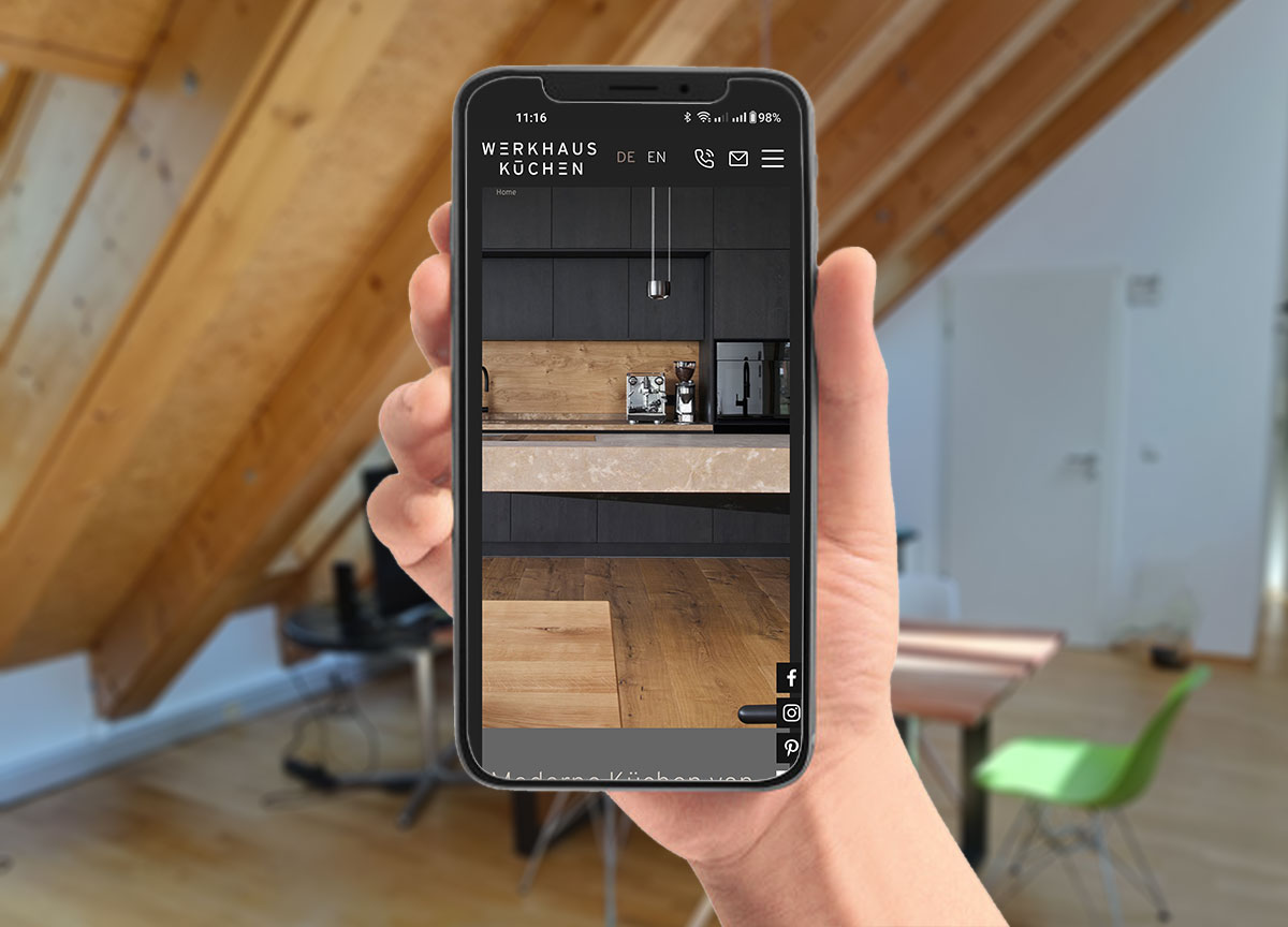 Webdesign Referenz werkhaus Küchen Raubling Mobilansicht