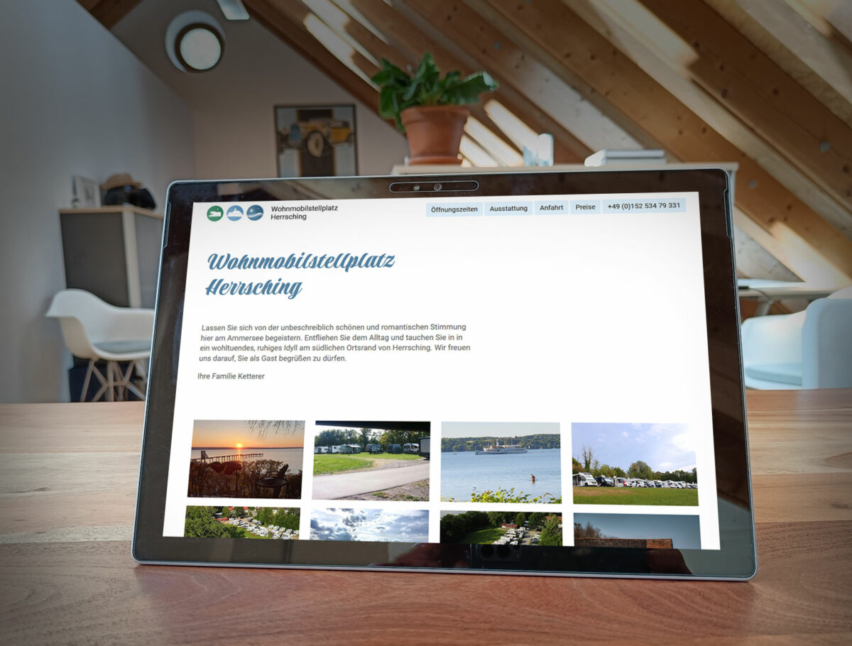 Webdesign Referenz Wohnmobilstellplatz Herrsching Tabletansicht