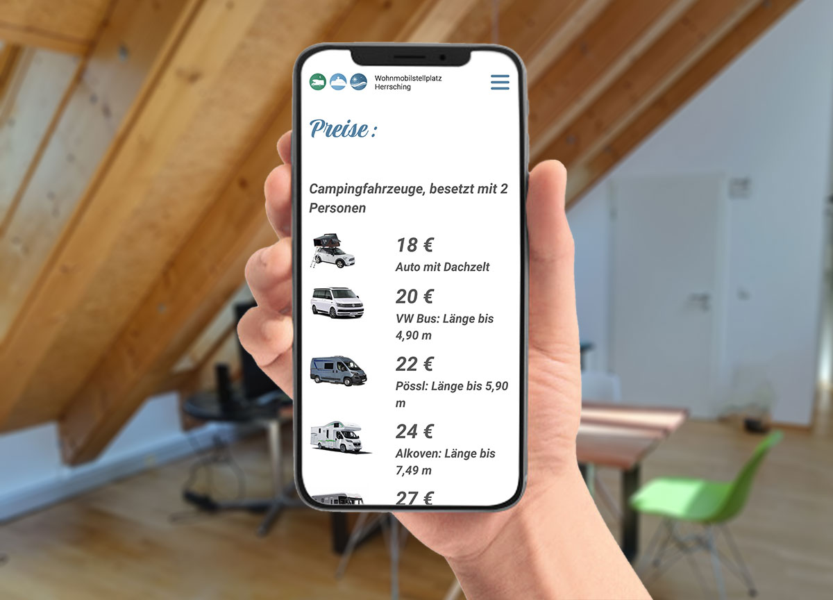 Webdesign Referenz Wohnmobilstellplatz Herrsching Mobilansicht
