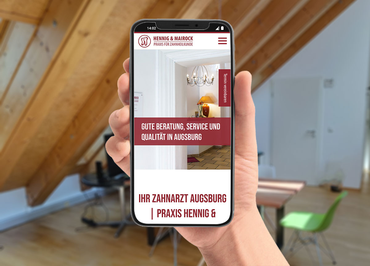 Webdesign Referenz Zahnarztpraxis Augsburg Mairock Mobilansicht