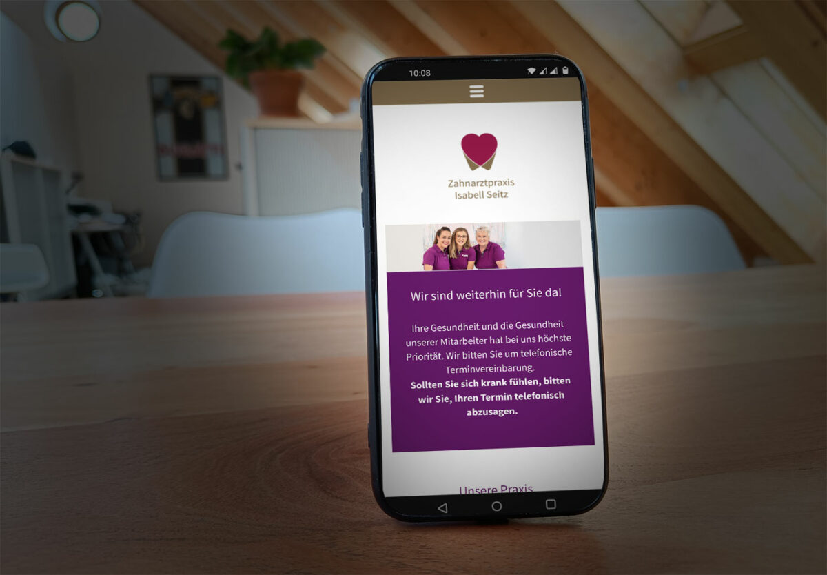 Webdesign Referenz Mobilansicht Zahnarztpraxis Seitz in Augsburg